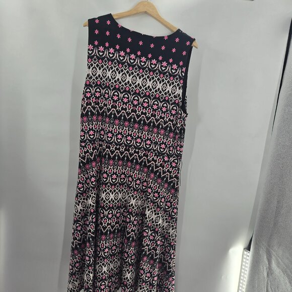 Charter Club Black Pink Geometric Midi Dress XXL - Picture 3 of 11